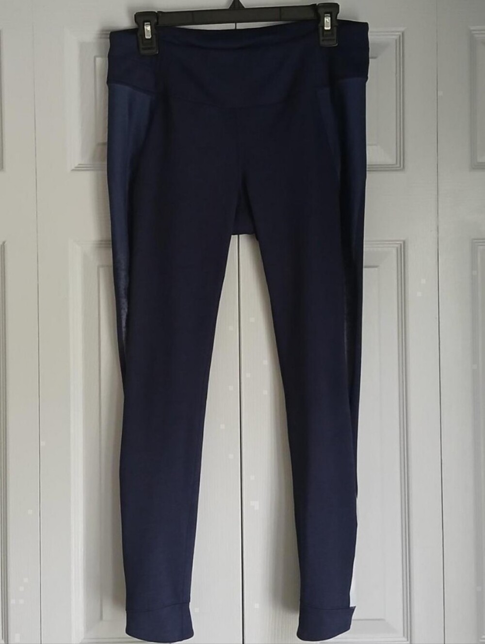Calia Size L Yoga Pants/Leggings Navy & White Bodycon Ankles Zip